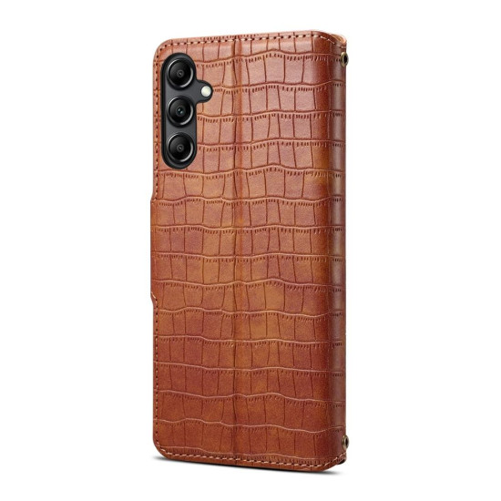 For Samsung Galaxy S23+ Denior Crocodile Texture Oil Edge Leather Phone Case(Brown)