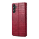 For Samsung Galaxy S23+ Denior Crocodile Texture Oil Edge Leather Phone Case(Rose Red)