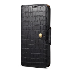 For Samsung Galaxy S23+ Denior Crocodile Texture Oil Edge Leather Phone Case(Black)