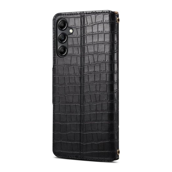 For Samsung Galaxy S23+ Denior Crocodile Texture Oil Edge Leather Phone Case(Black)