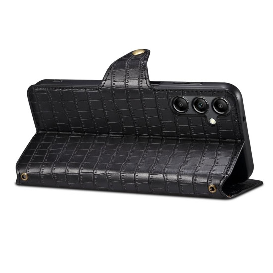 For Samsung Galaxy S23+ Denior Crocodile Texture Oil Edge Leather Phone Case(Black)