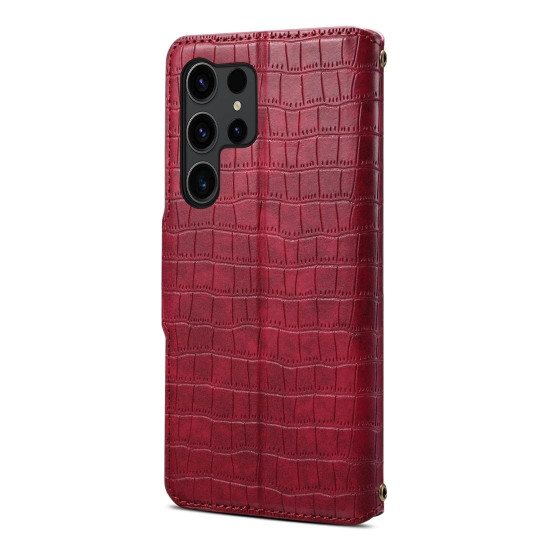 For Samsung Galaxy S24+ 5G Denior Crocodile Texture Oil Edge Leather Phone Case(Rose Red)
