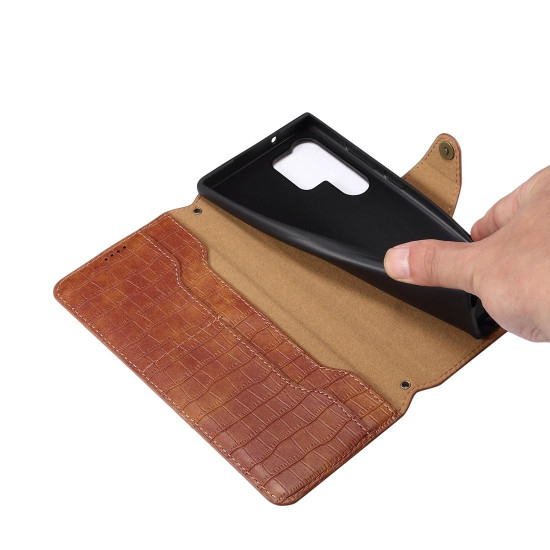 For Samsung Galaxy S24+ 5G Denior Crocodile Texture Oil Edge Leather Phone Case(Rose Red)