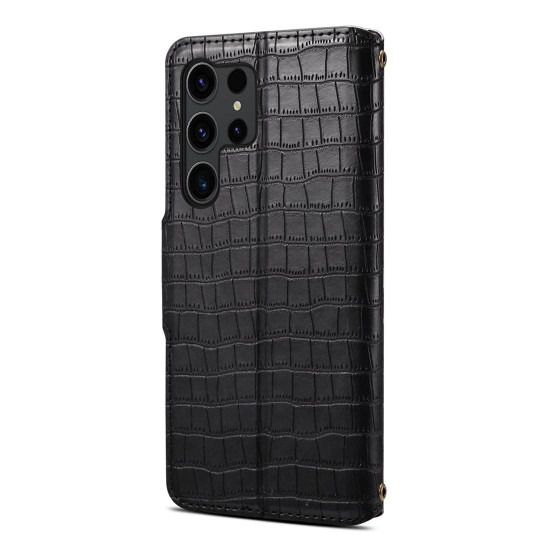 For Samsung Galaxy S24+ 5G Denior Crocodile Texture Oil Edge Leather Phone Case(Black)