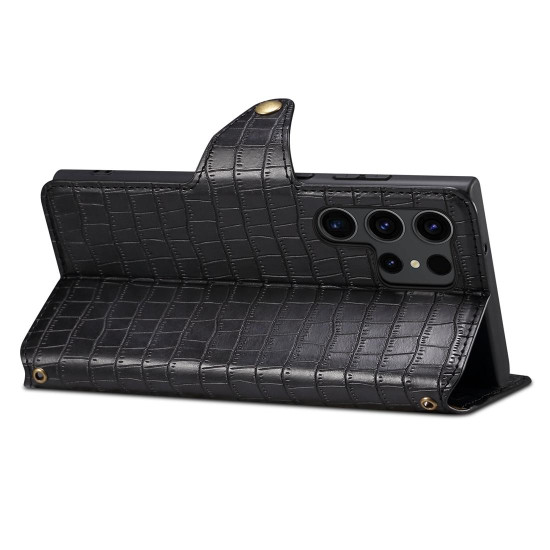 For Samsung Galaxy S24+ 5G Denior Crocodile Texture Oil Edge Leather Phone Case(Black)