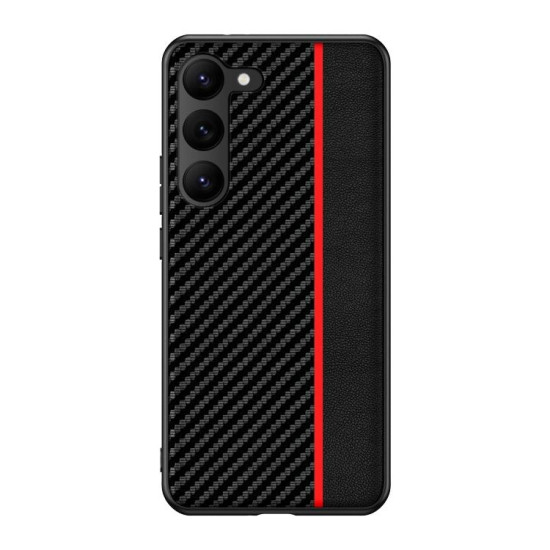 For Samsung Galaxy S24+ 5G Ultra-thin Carbon Fiber Texture Splicing Phone Case(Red)