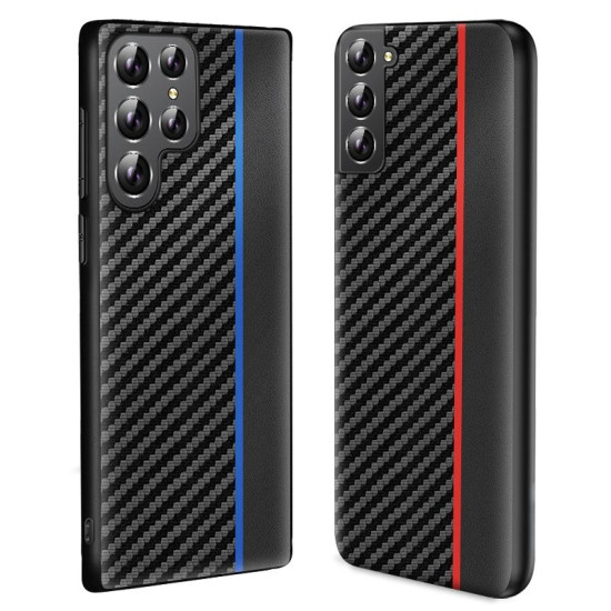 For Samsung Galaxy S24+ 5G Ultra-thin Carbon Fiber Texture Splicing Phone Case(Red)