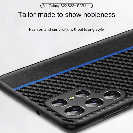 For Samsung Galaxy S24+ 5G Ultra-thin Carbon Fiber Texture Splicing Phone Case(Blue)