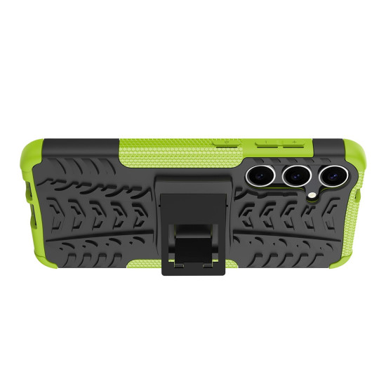 For Samsung Galaxy S24+ Tire Texture TPU + PC Phone Case with Holder(Green)