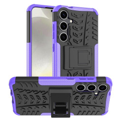 For Samsung Galaxy S24+ Tire Texture TPU + PC Phone Case with Holder(Purple)