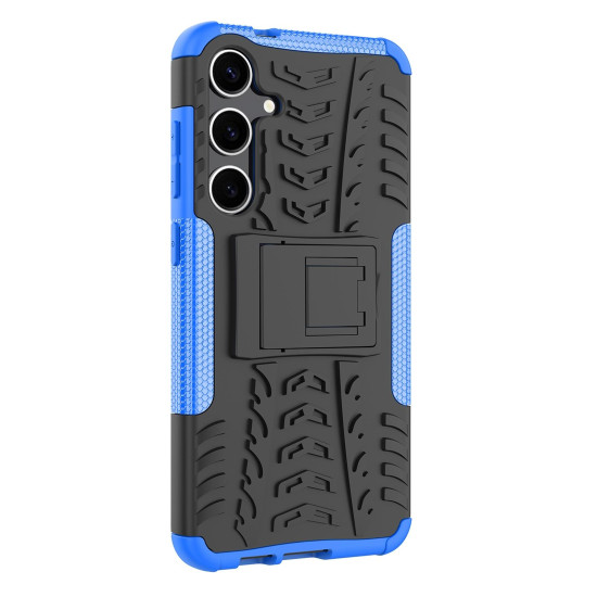 For Samsung Galaxy S24+ Tire Texture TPU + PC Phone Case with Holder(Blue)