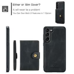 For Samsung Galaxy S24+ 5G JEEHOOD J01 Retro Magnetic Detachable Wallet Phone Case(Black)