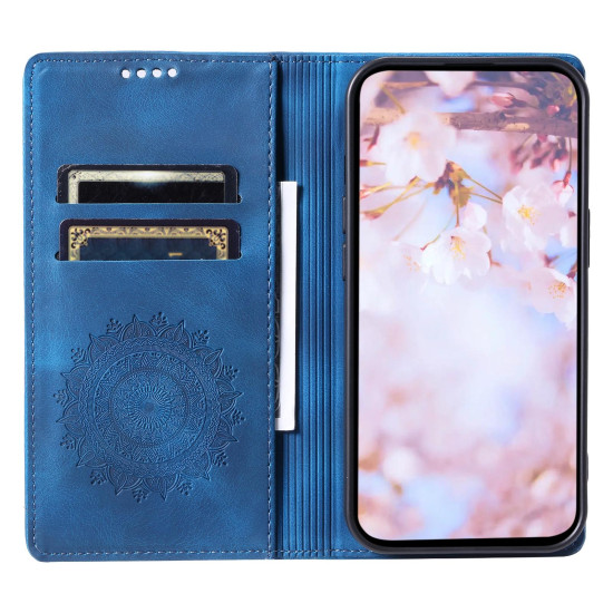 For Samsung Galaxy S23+ 5G Totem Embossed Magnetic Leather Phone Case(Blue)