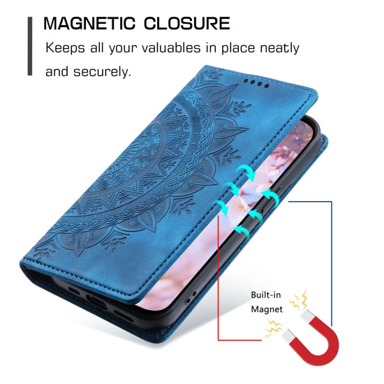 For Samsung Galaxy S23+ 5G Totem Embossed Magnetic Leather Phone Case(Blue)