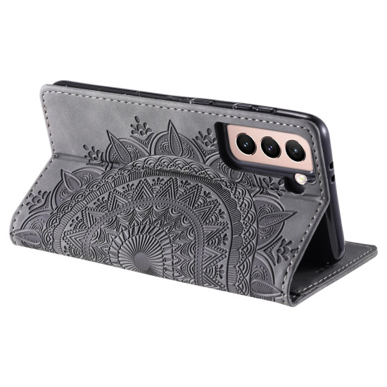 For Samsung Galaxy S23+ 5G Totem Embossed Magnetic Leather Phone Case(Grey)