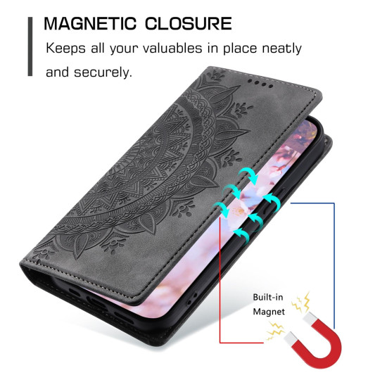 For Samsung Galaxy S23+ 5G Totem Embossed Magnetic Leather Phone Case(Grey)