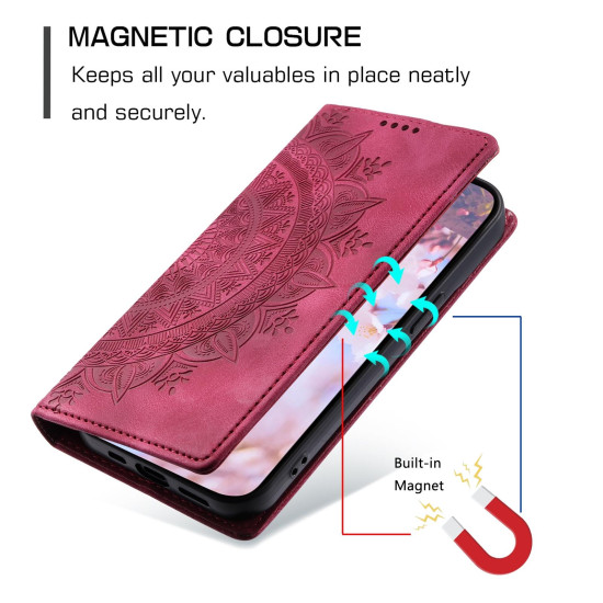 For Samsung Galaxy S23+ 5G Totem Embossed Magnetic Leather Phone Case(Red)