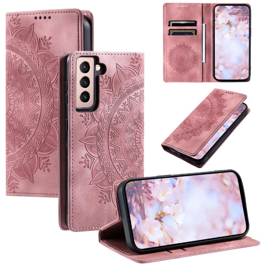 For Samsung Galaxy S23+ 5G Totem Embossed Magnetic Leather Phone Case(Rose Gold)