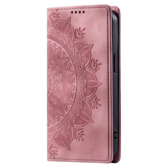 For Samsung Galaxy S23+ 5G Totem Embossed Magnetic Leather Phone Case(Rose Gold)