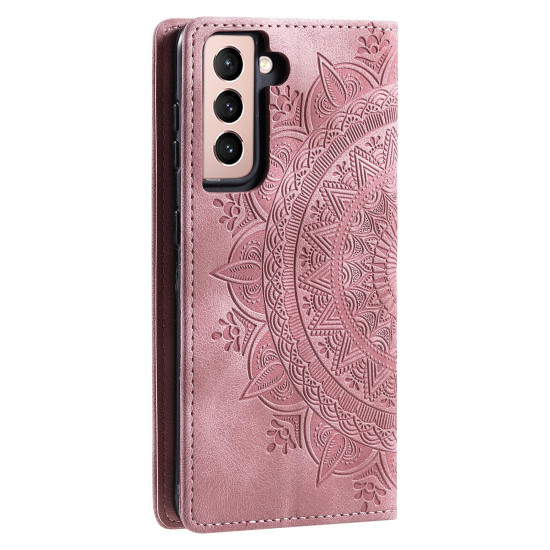 For Samsung Galaxy S23+ 5G Totem Embossed Magnetic Leather Phone Case(Rose Gold)