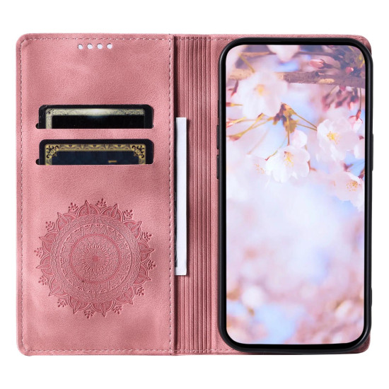 For Samsung Galaxy S23+ 5G Totem Embossed Magnetic Leather Phone Case(Rose Gold)