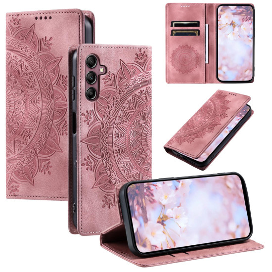 For Samsung Galaxy S24+ 5G Totem Embossed Magnetic Leather Phone Case(Rose Gold)