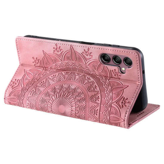 For Samsung Galaxy S24+ 5G Totem Embossed Magnetic Leather Phone Case(Rose Gold)