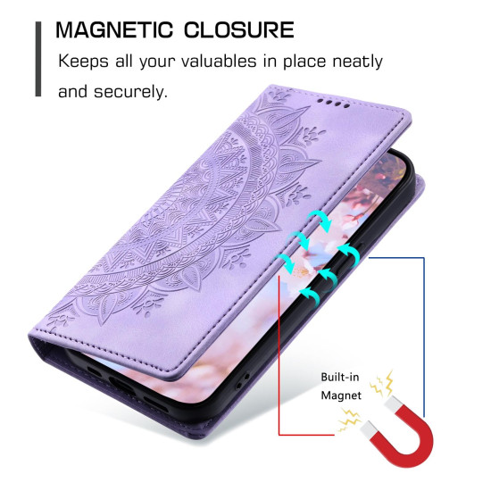 For Samsung Galaxy S24+ 5G Totem Embossed Magnetic Leather Phone Case(Purple)