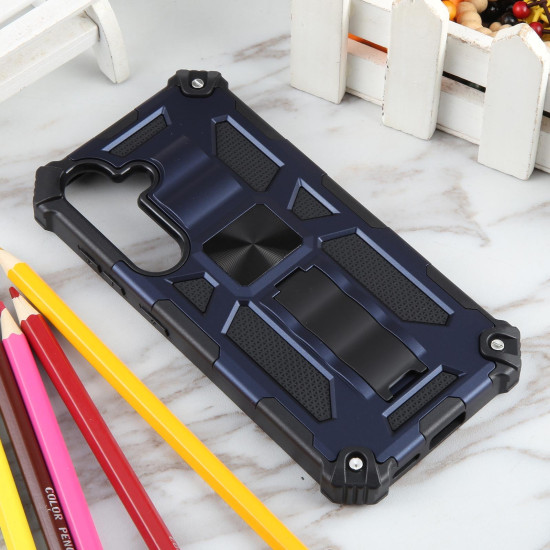 For Samsung Galaxy S24+ 5G Armor Shockproof TPU + PC Magnetic Phone Case with Holder(Blue)