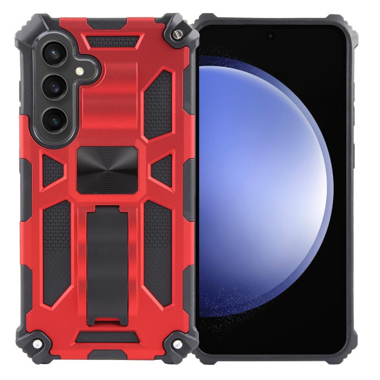 For Samsung Galaxy S24+ 5G Armor Shockproof TPU + PC Magnetic Phone Case with Holder(Red)