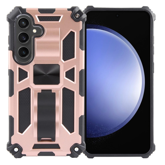 For Samsung Galaxy S24+ 5G Armor Shockproof TPU + PC Magnetic Phone Case with Holder(Rose Gold)