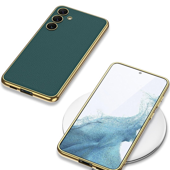 For Samsung Galaxy S24+ 5G GKK Plating TPU + Leather Full Coverage Phone Case(Carbon Fiber)