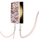 For Samsung Galaxy S24+ 5G Electroplating Pattern IMD TPU Shockproof Case with Neck Lanyard(Pink Scales)