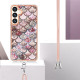 For Samsung Galaxy S24+ 5G Electroplating Pattern IMD TPU Shockproof Case with Neck Lanyard(Pink Scales)