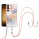 For Samsung Galaxy S24+ 5G Electroplating Pattern IMD TPU Shockproof Case with Neck Lanyard(Milky Way White Marble)