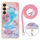 For Samsung Galaxy S24+ 5G Electroplating Pattern IMD TPU Shockproof Case with Neck Lanyard(Milky Way Blue Marble)