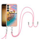 For Samsung Galaxy S24+ 5G Electroplating Pattern IMD TPU Shockproof Case with Neck Lanyard(Dream Chasing Butterfly)