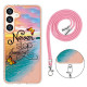 For Samsung Galaxy S24+ 5G Electroplating Pattern IMD TPU Shockproof Case with Neck Lanyard(Dream Chasing Butterfly)