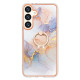 For Samsung Galaxy S24+ 5G Electroplating Pattern IMD TPU Shockproof Case with Rhinestone Ring Holder(Milky Way White Marble)
