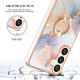 For Samsung Galaxy S24+ 5G Electroplating Pattern IMD TPU Shockproof Case with Rhinestone Ring Holder(Milky Way White Marble)
