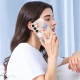 For Samsung Galaxy S24+ 5G Electroplating Pattern IMD TPU Shockproof Case with Rhinestone Ring Holder(Milky Way White Marble)