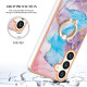 For Samsung Galaxy S24+ 5G Electroplating Pattern IMD TPU Shockproof Case with Rhinestone Ring Holder(Milky Way Blue Marble)