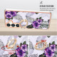 For Samsung Galaxy S24+ 5G Electroplating Pattern IMD TPU Shockproof Case with Rhinestone Ring Holder(Purple Flower)