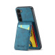 For Samsung Galaxy S24+ 5G Fierre Shann Crazy Horse Card Holder Back Cover PU Phone Case(Blue)