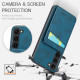 For Samsung Galaxy S24+ 5G Fierre Shann Crazy Horse Card Holder Back Cover PU Phone Case(Blue)