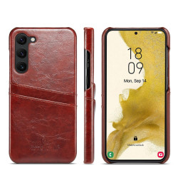 For Samsung Galaxy S24+ 5G Fierre Shann Oil Wax Texture Leather Phone Case with Card Slots(Brown)