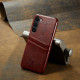 For Samsung Galaxy S24+ 5G Fierre Shann Oil Wax Texture Leather Phone Case with Card Slots(Brown)