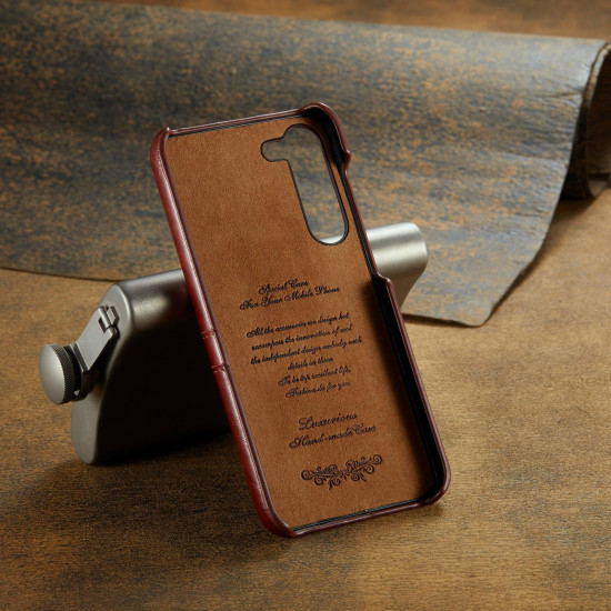 For Samsung Galaxy S24+ 5G Fierre Shann Oil Wax Texture Leather Phone Case with Card Slots(Brown)