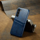 For Samsung Galaxy S24+ 5G Fierre Shann Oil Wax Texture Leather Phone Case with Card Slots(Blue)