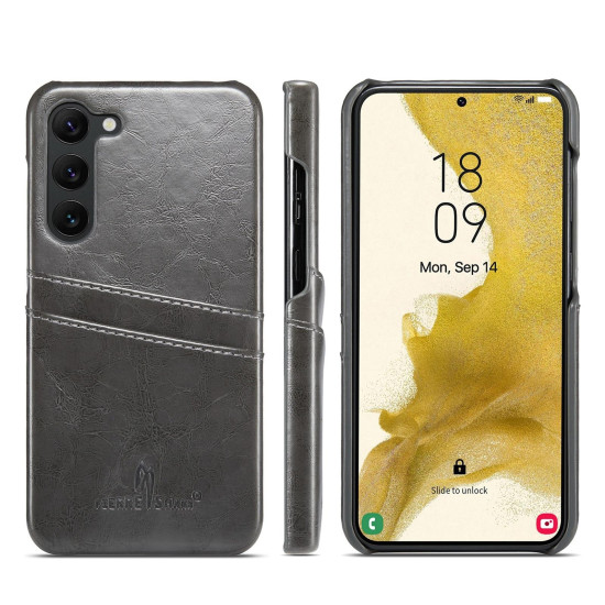 For Samsung Galaxy S24+ 5G Fierre Shann Oil Wax Texture Leather Phone Case with Card Slots(Black)